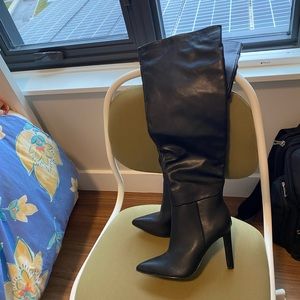 Knee high leather stiletto boots, size 6.5